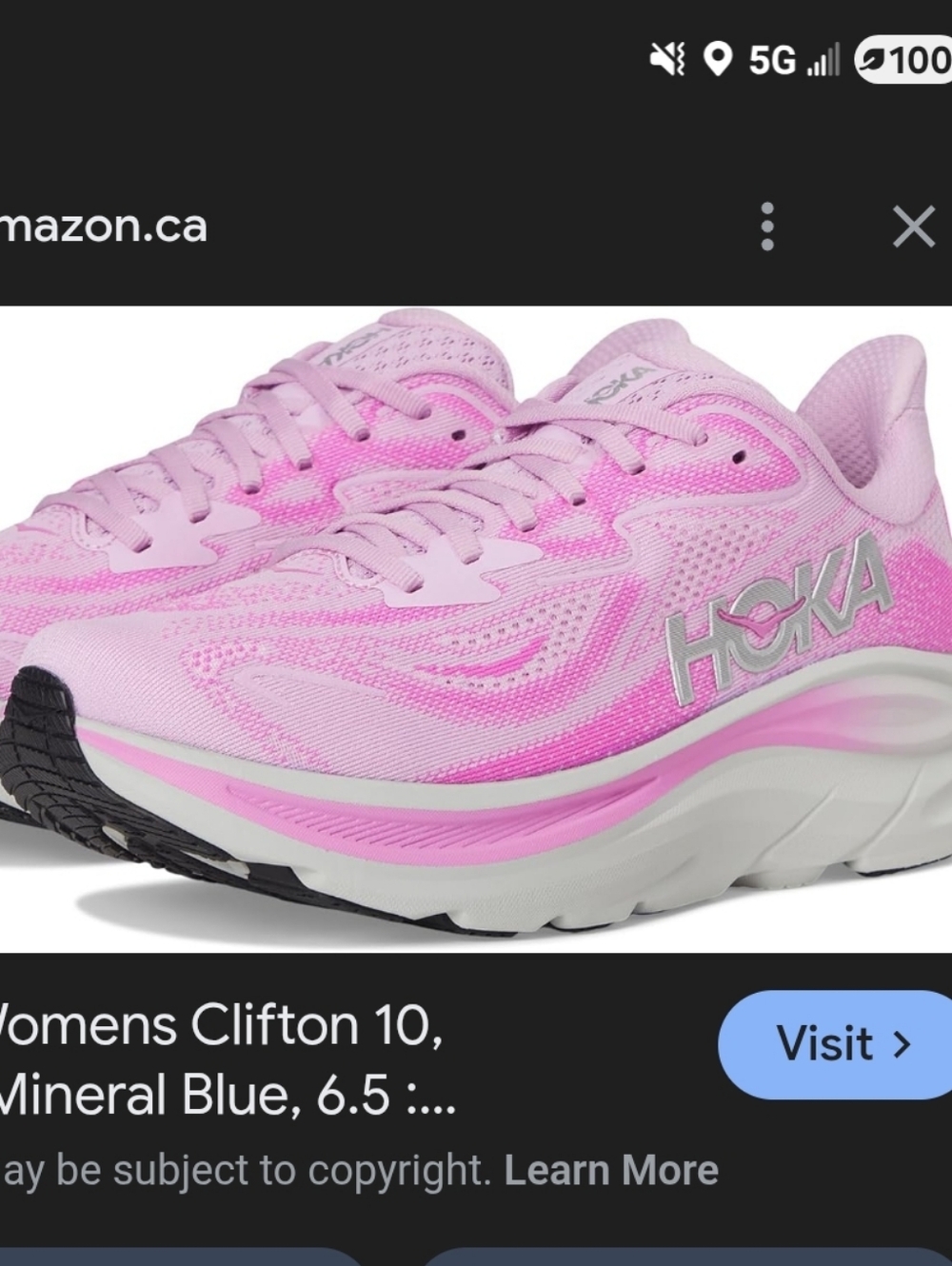 HOKA Womens Clifton 10 Running Shoe - Pink